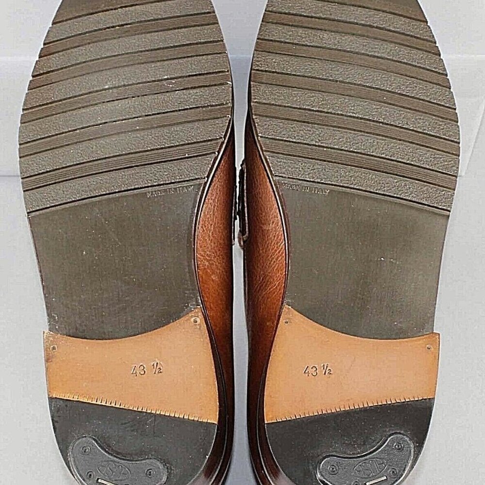 Dawjnson Sz 43.5 Handmade Cognac Brown Leather Men's Loafers - Picture 8 of 10